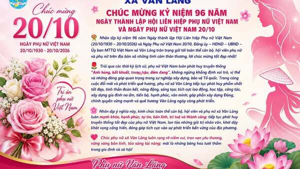 ​ CHÚC MỪNG KỶ NIỆM 96 NĂM NGÀY THÀNH LẬP HỘI LIÊN HIỆP PHỤ NỮ VIỆT NAM VÀ NGÀY PHỤ NỮ VIỆT NAM 20/10   ​